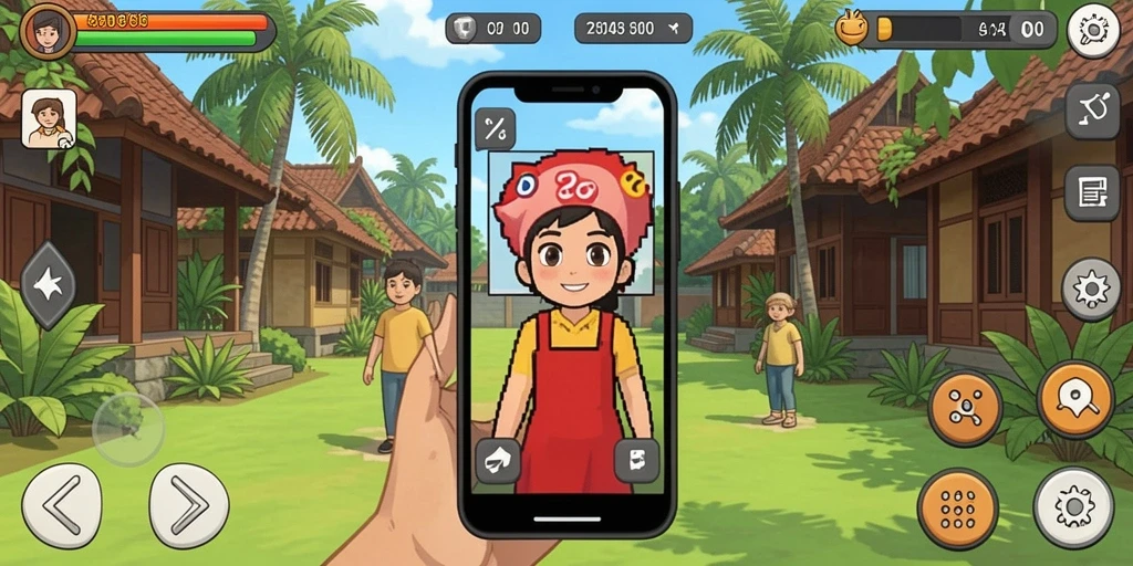 Tangkapan layar menunjukkan karakter utama dalam aksi.